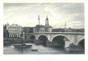 Lontoon silta, London Bridge, 1825 vuodesta eteenpäin.